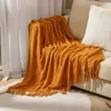 Blankets Bohemian Sofa Blanket Summer Knitted Blanket Office Nap Blanket Solid Color Air Condition Blanket Home Textile Room Decoration 230414