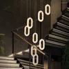 Lustres Moderne Acrylique Ovale Pendentif Escalier Lampe Lumière Duplex Villa Led Lustre Intérieur Chambre Décoration Éclairage