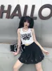 Camisoles Tanks Harajuku Punk Goth Sexy Crop Top S Sommer Mujer 90s Grunge Grafikschädel Druck Mode Ärmel und schlankes Weste Tanktop 230414