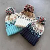 Bonnets de Protection des oreilles géométriques diamant, casquettes chaudes en Crochet, chapeaux tricotés en laine de neige Pom Pom, chapeaux de fête de noël Q730