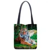 Torby wieczorowe konfigurowalne torbę tygrysa dla kobiet płótno tkanina Eco wielokrotnego użytku zakupi