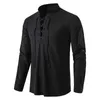 Men's Casual Shirts New Men's Casual Blouse Cotton Linen Shirt Tops Long Sleeve Tee Shirt Spring Autumn Slanted Placket Vintage Yoga Shirts