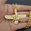 Hänge halsband nya män hiphop Iran Faravahar ahura Mazda zoroastrian hänge halsband guld färg rostfritt stål män smycken t230413