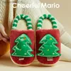 BeQeuewll Pantoufles d'hiver pour bébé et enfant - Arbre de Noël - Pantoufles chaudes et moelleuses en peluche - Chaussures de maison antidérapantes pour tout-petits - Intérieur et extérieur - L231114