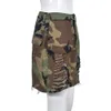 Zgrany kamuflaż mini spódnica designerka kobiet armia zielona kieszonkowa spódnica A-line krótka szczupłe sukienki kobiety ubrania 9708