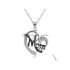 Pendant Necklaces Letter Mom Heart Shape Inlaid Crystal Necklace Mothers Day Gift High Quality Jewelry Drop Delivery Pendants Dhgarden Dh4U5