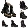 Stövlar Kvinnor Designer Boot Women's Luxury Short Heel Leopard Leather Print Snow Boots Martin Varma och bekväma bankett Winter Shoes Platform Bottes Motocycle