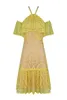 Casual Dresses High Quality Chic Elegant Lace Sexy Yellow Halter Celebrity Women Club Party Dress