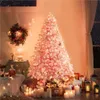 Decorações de Natal 45 Árvore artificial flocada pré-iluminada com 100 luzes brancas quentes incandescentes árvores de Natal rosa 231113