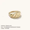 eManco Chunky Twisted Rope Rings 18K Gold Plated Slim Croissant Ring Stainless Steel Ring Fashion Jewelry Women