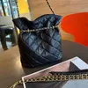 23K Bucket Bag 23cm Makeup Bag Coin Bag Leather Diamond Gold Hardware Metal Clasp Luxury Tote Matelasse Chain Crossbody Bag Underarm Bags Classic Black Sacochef