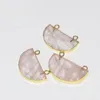 Pendant Necklaces Natural Rose Crystal Quartz Moon Necklace Femme 2023 Pink Gold Plated Stone Connector For Women Jewelry As Gifts 5pc