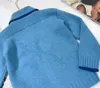 Nova lapela bebê cardigan azul puro botão único breasted crianças camisola tamanho 100-160 de alta qualidade criança jaqueta de malha nov10