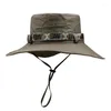 Cycling Caps Summer Men Bucket Hat Outdoor UV Protection Wide Brim Panama Safari Hunting Hiking Mesh Fisherman Beach Sunscreen Cap