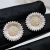 Stud Earrings Korean Sparkly Crystal Daisy Flower For Women Girls Fashion Metal Sunflower Small Earring Party Jewelry