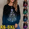 Damestruien Herfst Winter Dames Kerstbomen Print Trui Casual T-shirt T-shirt Lange mouw Print Ronde kraag Trui Kersttopjes 231113