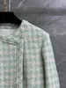 女性用ジャケット2023SS春秋の贅沢な女性高品質の緑の格子縞のツイードジャケット女性シックダブル胸肉Cot RMSX 3.31