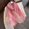 Foulards Broderie Imprimer Hijab Femmes Écharpe De Luxe Soie Laine Châle Wraps Bufanda Design Casual Bandeau Foulard Plage Étoles Echarpe