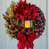 Guirlande de Noël de fleurs décoratives accrochant la guirlande de Noël pour des décorations de cheminée de cheminée de vacances d'hiver