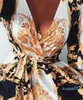 2023-Women Wrap Summer Lond Dress Holiday Maxi Loose Sundress Floral Print V-Neck Długie rękaw Elegante sukienki koktajlowe