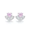 Boucles d'oreilles ZOCA Design de mode S925 en argent Sterling rubis saphir rose CZ ventilateur pour les femmes cadeau de fête d'anniversaire bijoux