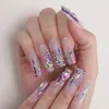 False Nails Luxurious Diamond Acrylic Nails Handmade Clear Rainbow Nails Salon Rectangle Glitter Fake Nails Press on nail custom 230413