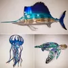 Oggetti decorativi Figurine Decorazioni per la casa Indie Station Metal Art Indoor Medusa Pesce vela Tartaruga Sirena Accessori da parete Artigianato 230414
