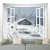 Tapisseries Hiver Pin Forêt Paysage Tapisserie Blanc Flocon De Neige Arbre De Noël Tenture Murale Couverture Salon Chambre Dortoir Décoration Rideau