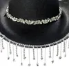 Berets M2EA Cowboy Hat For Girls Rhinestones Fringe Glitter Rave Cowgirl Cute Birthday Party Costume Accessories