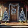 Dekoracje świąteczne Prelit Xmas Tree Sztuczny 4 -element Zestaw Garland Wreńczyk i 2 drzewa wejściowe w LED Lights 231113