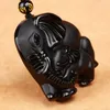 Pendant Necklaces Obsidian Stone Mother Elephant Jewelry Fine To Ward Off Evil Auspicious Safe Men And Women Necklace