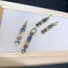 Висячие серьги, 2 пары/лот, женские высококачественные прямые серьги в форме стержня, золотые, разноцветные, с фианитами