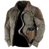 メンズジャケット冬の暖かい屋外ジャケットコートメンズファッションジッパーボタンラペルジャケットウールライニングレトロルーズロングスリーブの男性フォールアウターJ231111