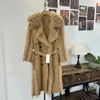 Vestes pour femmes Mmsix manteaux de fourrure en cuir mode d'hiver haute qualité revers de pile plus longue sangle de taille tricotée décontractée 231114