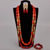 Halsband örhängen set vit och röd afrikansk bröllopskorallpärlor smycken för män kvinnor kostym nigeriansk brud brudgum