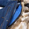 Frauen Pelz Faux Maomaokong Echt Waschbären Mantel Fuchs Kragen Denim Mäntel Winter Jacken Frauen Parkas Mit Kapuze Kaninchen Liner Jacke 231113