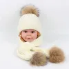 Scarves Wraps Winter Baby Boy Scarf Knitted Raccoon Fur Toddler Gilrs Hat Warm Children Clothes Windproof Kids Snow Wear Cute Child Clothing 231114