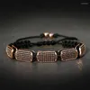 Strand Classic Mwn Bracelet Homme Luxury Charm Black Micro-inlaid Zircon Oval Copper Beaded For Men Jewelry Pulsera Hombre