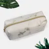 Coloffice PU Leather Marble Pencil Case Simple Large Capacity Students Stationery Storage Bag School&Office Supplies 1Piece