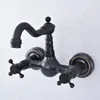 Kitchen Faucets Wet Bar Bathroom Vessel Sink Faucet Black Oil Rubbed Brass Wall Mounted Swivel Spout Mixer Tap Dual Cross Handles Msf724