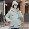 Parkas de plumón para mujer, chaqueta de invierno, abrigo con capucha de algodón grueso cálido, ropa de pan suelta coreana, prendas de vestir 231114