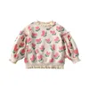 Tシャツ秋の冬の子供シャツの花のトップス長袖の子供たちのスウェットシャツの女の子ポロバーベビーアウターウェア1-6T 230414