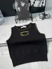 Camisoles Tanks Designer 23SS Halter Vest Tank Sling Womens Clothing Sticked Solid Color Letters Pearl Slim High Quality Women Twqm