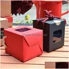 Geschenkpapier-kreatives Design Kraftpapier-Box mit durchsichtigem Fenster Honigmarmelade Tee brauner Zucker Süßigkeiten Seil Lx0232 Drop Delivery Home Garden Fe Dhql1