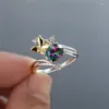 Anneaux de mariage mignon Animal or papillon pour les femmes couleur argent bleu Royal vert violet Zircon bandes ovales mariée bague de fiançailles