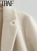 Mélanges de laine pour femmes TRAF printemps automne femmes pardessus à manches longues veste ample Vintage Longline Trench manteau vêtements d'extérieur pour femmes chaud Y2K Vestidos 231113