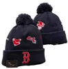 Шапка RED SOX BOSTON Beanies All 32 Teams Вязаные помпоны с манжетами Мужские кепки Бейсбольные кепки Полосатые боковые шерстяные теплые вязаные шапки для студентов американского колледжа Кепка для женщин a0