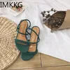 Gai Sandals Yaz Kadın Açık Ayaklı Vahşi Kalın Süet Med Heels İki Giyim Sandalet Kadın Sandalyas 230414