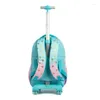 School Bags Children Bag Set With Wheels Trolley Lunch Teenagers Students Backpack Wheeled For Girls