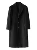 Vestes pour hommes Mauroicardi automne hiver long chaud noir trench-coat hommes simple boutonnage de luxe mélanges de laine pardessus vêtements de haute qualité 231113